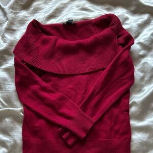 White House Black Market Burgundy Off-Shoulder Sweater